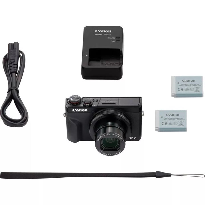 Canon PowerShot G7 X Mark III, preta, com bateria extra.