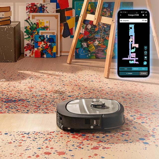 Conga z100 x-treme robot aspirador especialista em esfregar com tecnologia ai lasereye –